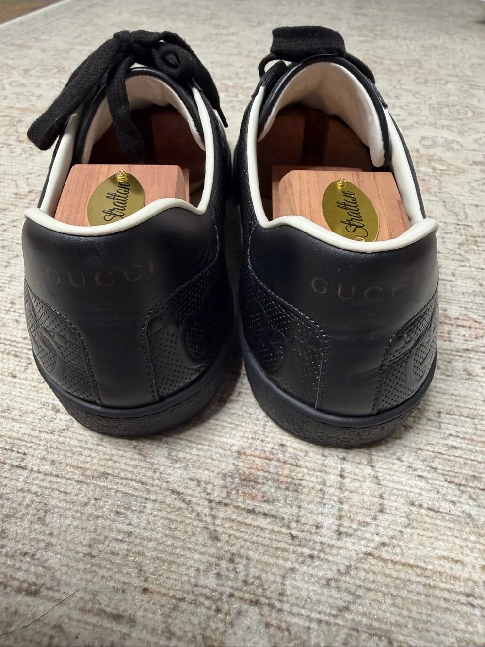 Gucci Black Perforated GG Logo Low-Top Sneaker